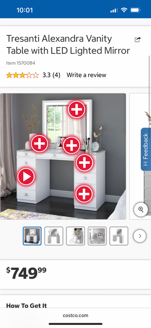 *Brand-New* Tresanti Alexandra Vanity Table w/LED Mirror