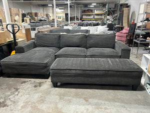 Dark Gray Chaise Sectional w/Storage Ottoman