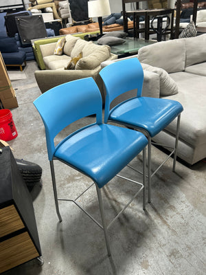 Steelcase 2-Pc Retro Blue Move Barstool Set