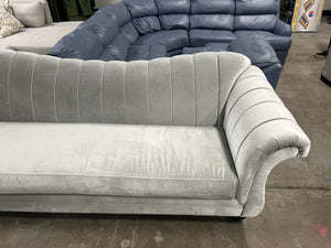Light Gray Velvet Camelback Sofa