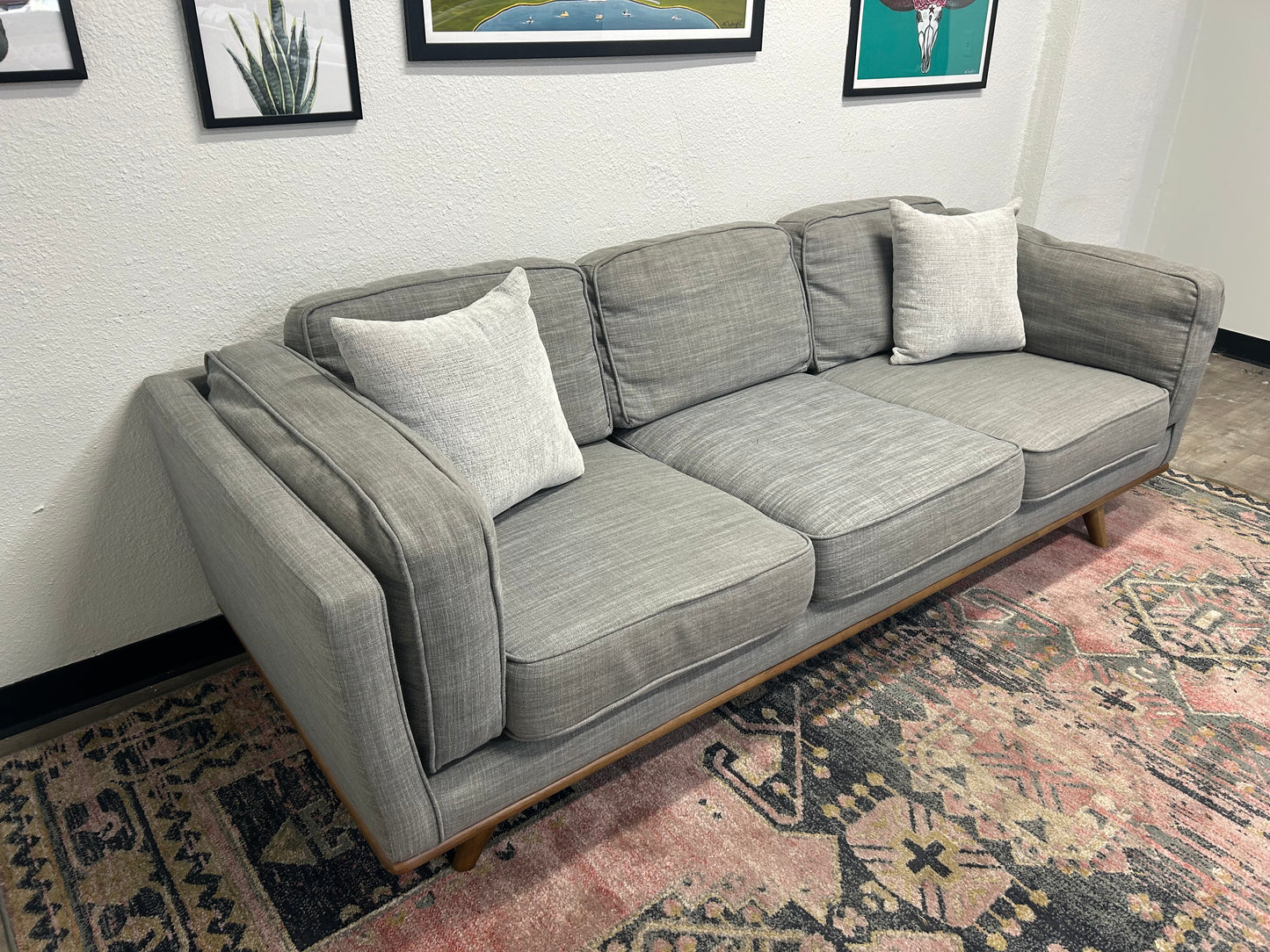 Article Light Gray MCM 90” Timber Sofa