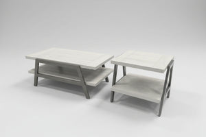 Contemporary Light Gray Wood Coffee Table/End Table Set