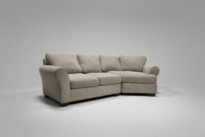 2-Pc Taupe Chenille Cuddler Sectional