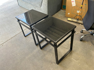 Modern Black Glass End Table Set