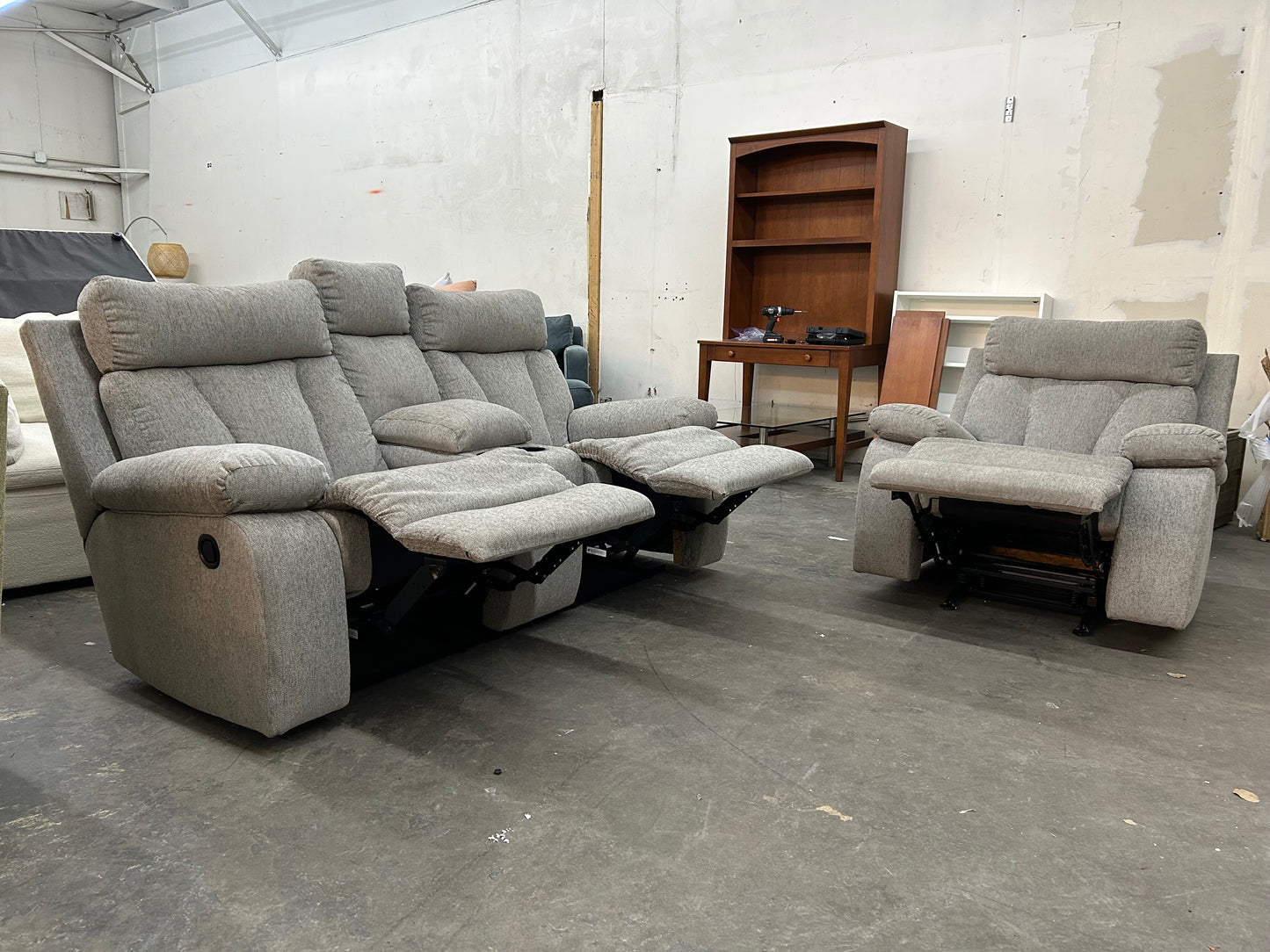 Gray Recliner Couch And Chair Set