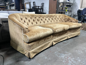 1970s Gold Velvet Hollywood Regency Sofa