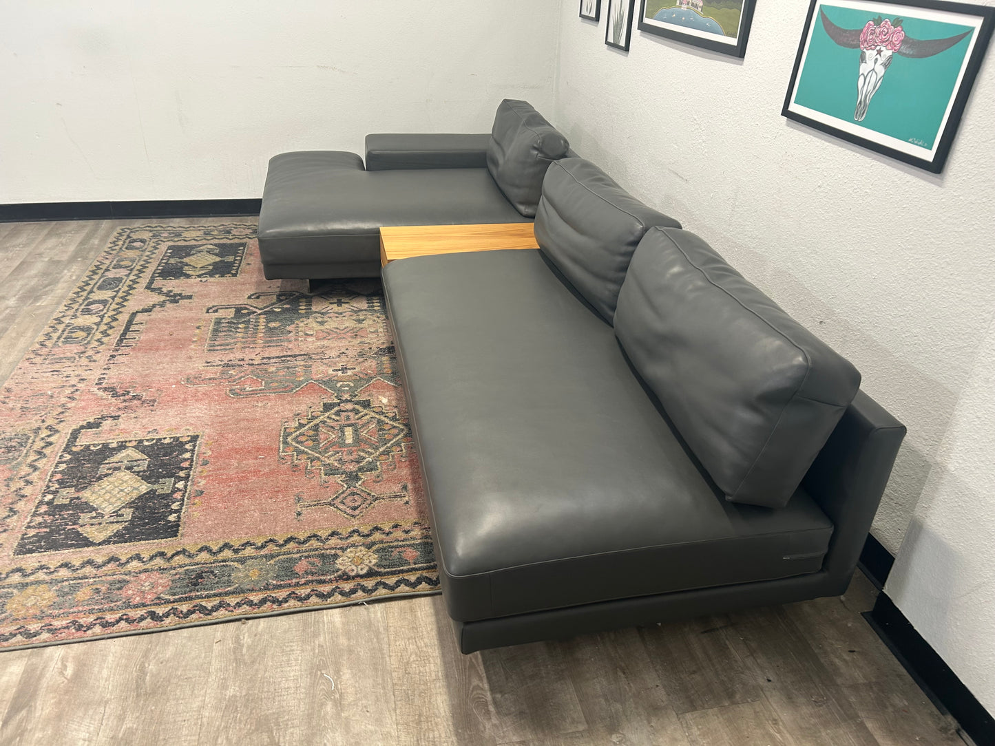 Rove Concepts Dark Gray Leather Dresden Sectional