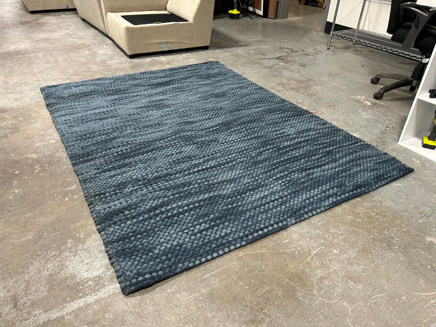 5’x7’ Dark Blue 100% Wool Area Rug