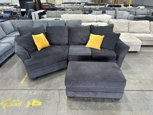 Dark Gray Cuddler Sectional w/Storage Ottoman