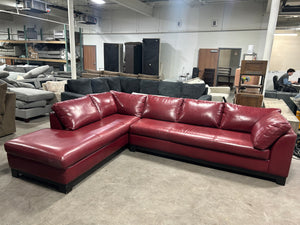 2-Pc Red Leather Chaise Sectional