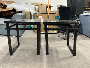 Modern Black Glass End Table Set