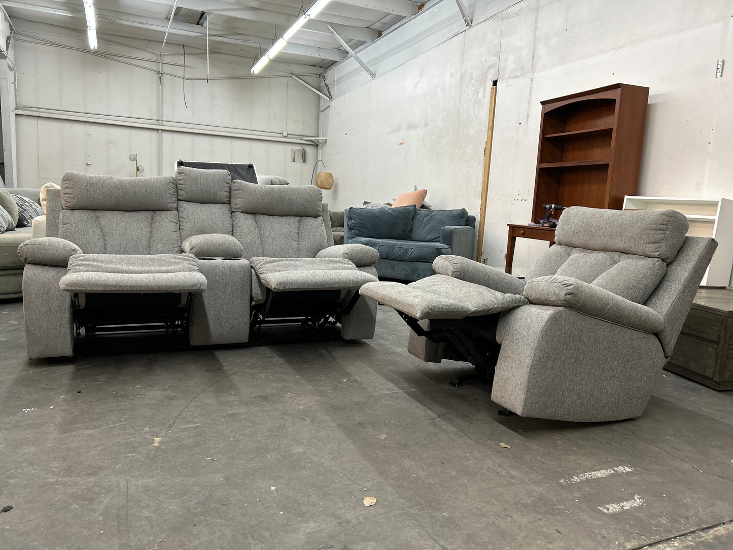 Gray Recliner Couch And Chair Set