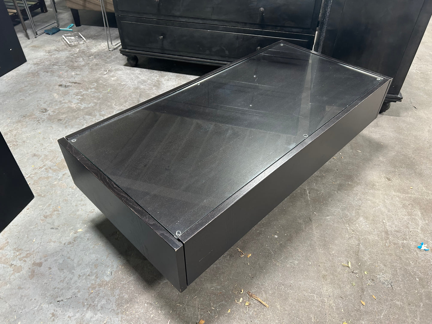 Espresso Wooden Glass-Top Coffee Table