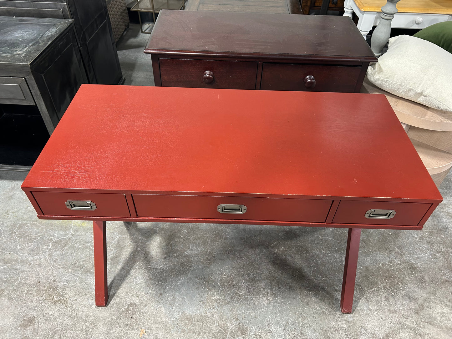 Red Wooden MCM Desk