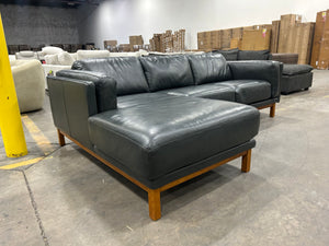 West Elm Dekalb 2-Pc Leather Bumper Chaise Sectional