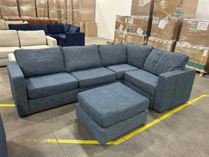 *Perfect Condition* Vintage Blue Rained Chenille LoveSac (5 Seat/7 Side)