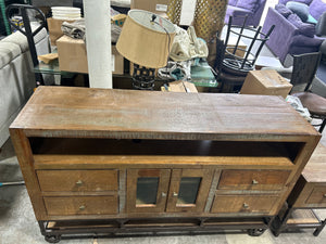 Distressed Wooden TV Stand & End Table Set