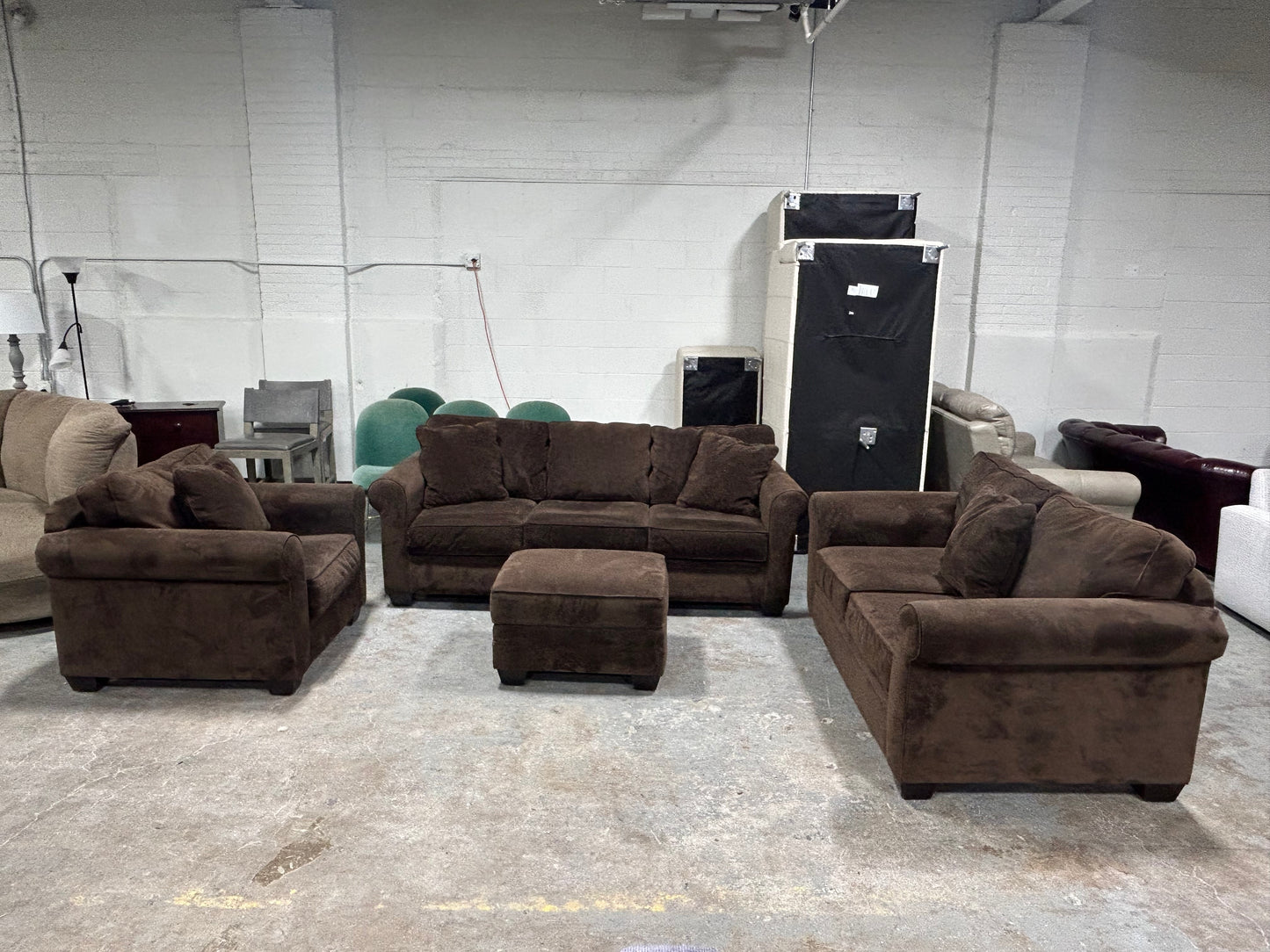 Jonathan Louis 4-Pc Dark Brown Velvet Sofa Set