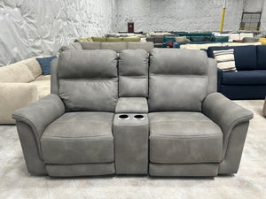 Gray Microsuede Power Recliner Sofa