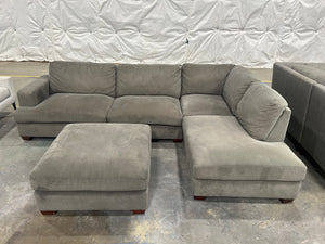 2-Pc Contemporary Gray Chaise Sectional w/Ottoman