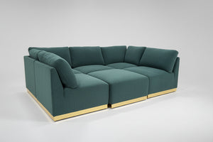 Henredon Murphy Fabric 6-Piece Sectional w/Ottoman (Green)