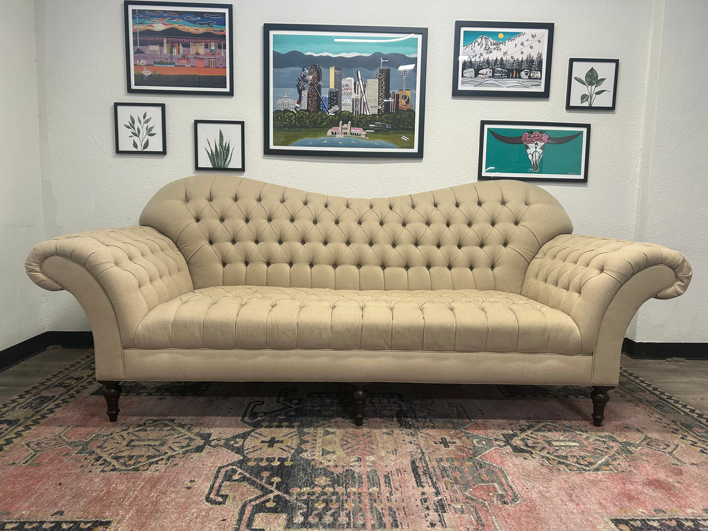 ELEGANT Arhaus Beige Tufted Arabella Sofa