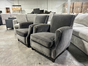 Crate & Barrel Gray Velvet Chair Set