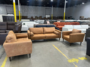 Ashley Tan Microsuede 3-Pc Sofa/Loveseat/Chair Set