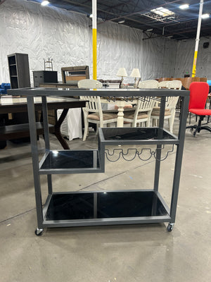 Black Glass Bar Cart