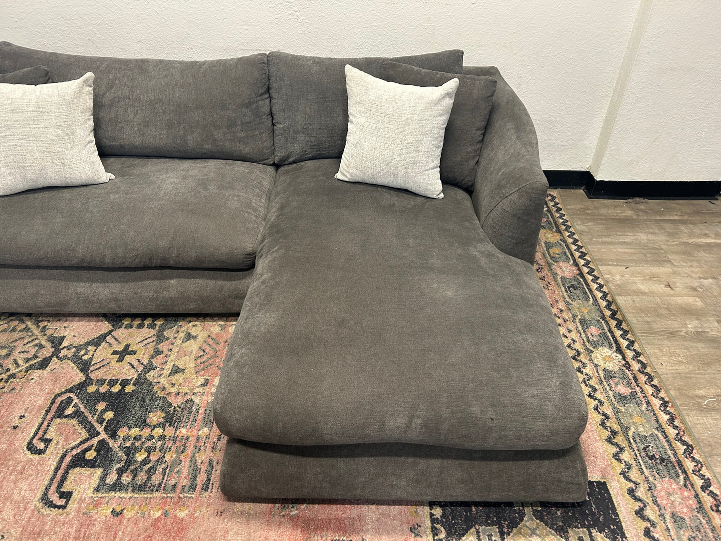 Mario Capasa Gray Feathers Collection Chaise Sectional