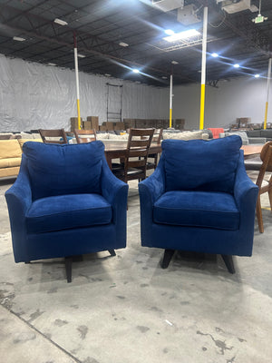 La-Z-Boy Navy Velvet Swivel Chair Set