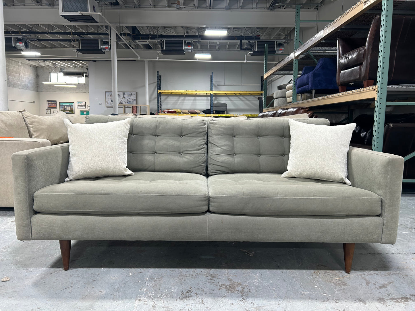 Crate & Barrel Sage Green 76” Petrie Sofa