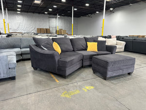 Dark Gray Cuddler Sectional w/Storage Ottoman