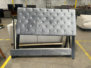 Studded Velvet Queen Bed Frame