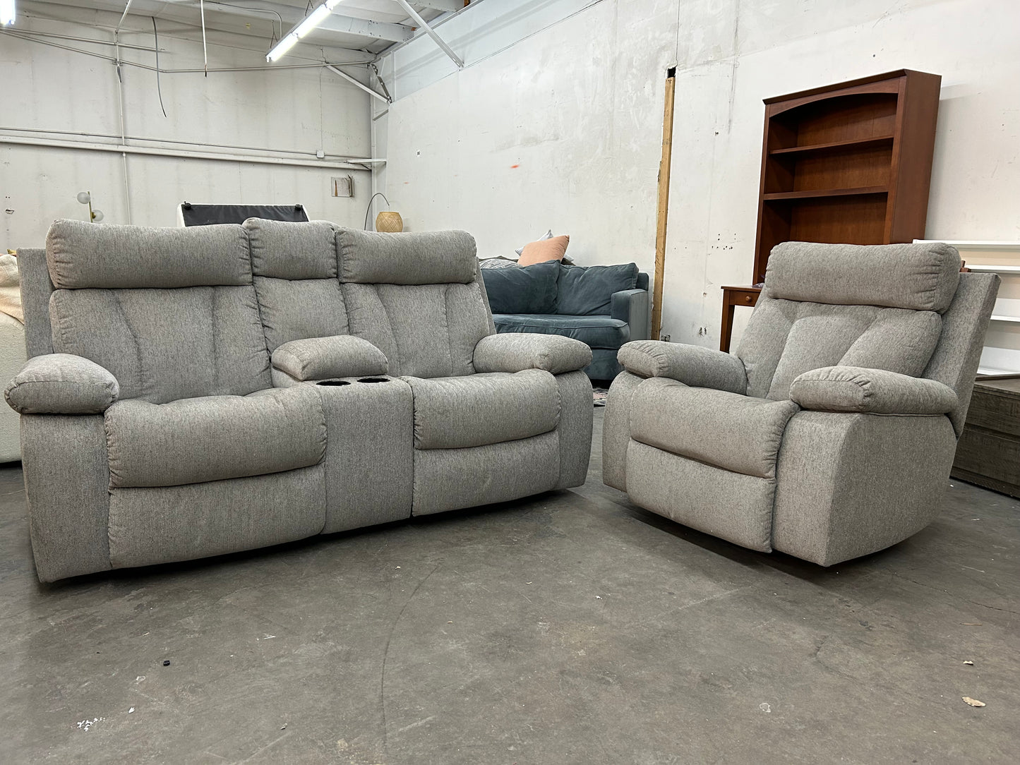 Gray Recliner Couch And Chair Set