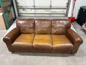 Brown Leather Club Sofa