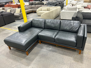 West Elm Dekalb 2-Pc Leather Bumper Chaise Sectional