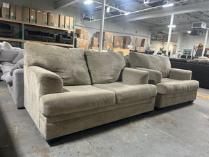 2-Pc Beige Chenille Sofa & Chair Set