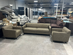 3-Pc Contemporary Taupe Sofa & Chair Set
