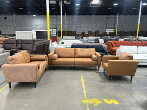 Ashley Tan Microsuede 3-Pc Sofa/Loveseat/Chair Set