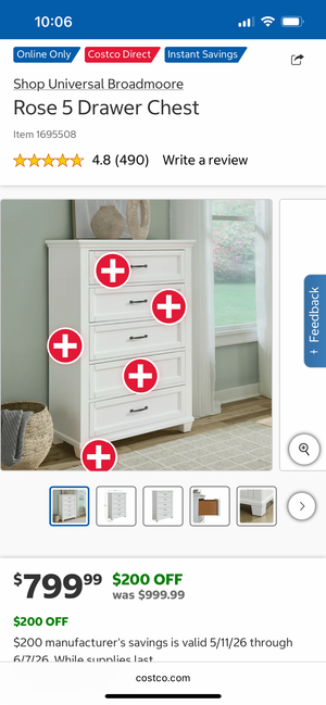 Universal Broadmoore Rose 5 Drawer Chest