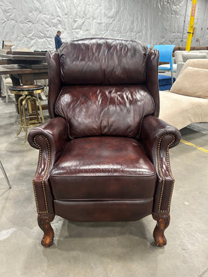 Maroon Leather Wingback Recliner Chair