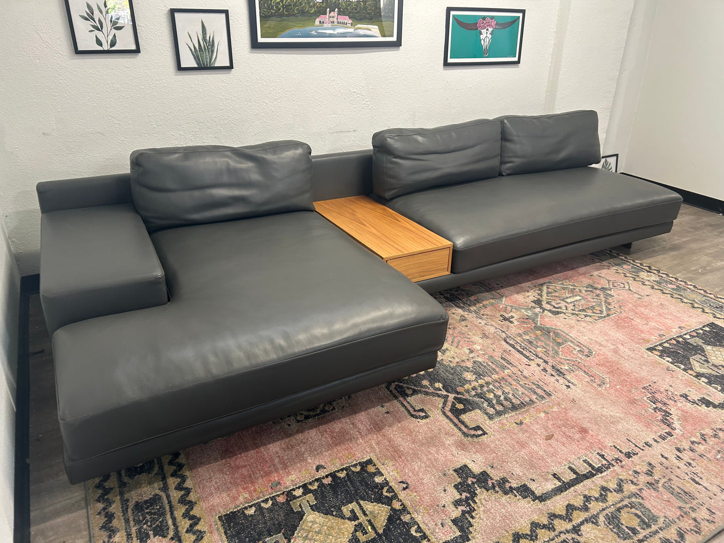 Rove Concepts Dark Gray Leather Dresden Sectional