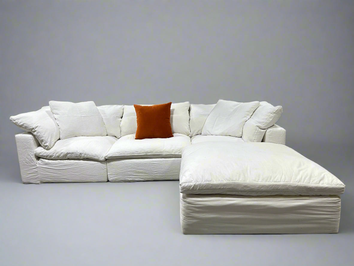 Restoration Hardware 4-Pc White Cloud Sectional w/BRAND-NEW Covers