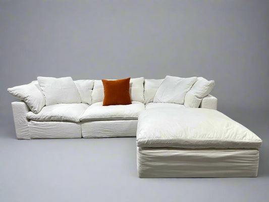 Restoration Hardware 4-Pc White Cloud Sectional w/BRAND-NEW Covers
