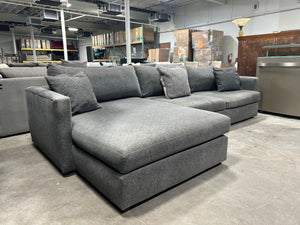 Bassett Dark Gray Allure Track Arm Chaise Sectional