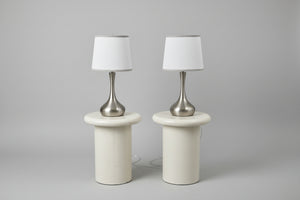 2-Pc Contemporary Silver Table Lamp Set