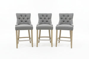 Studded Light Gray Barstools (3)