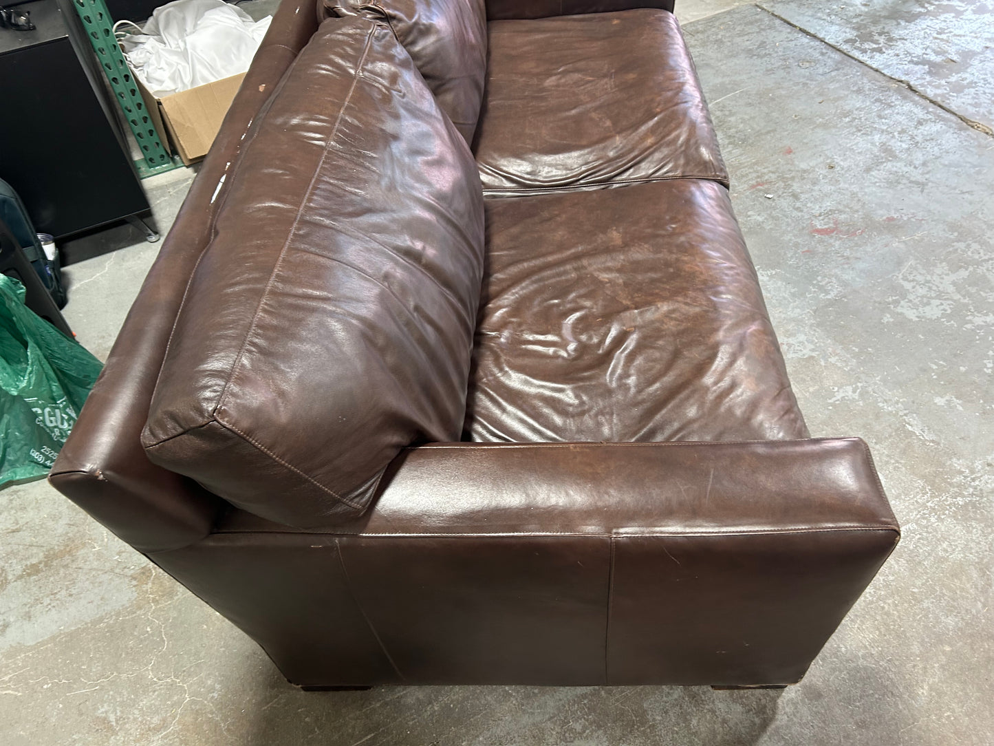 Crate & Barrel 88” Dark Brown Leather Axis Sofa