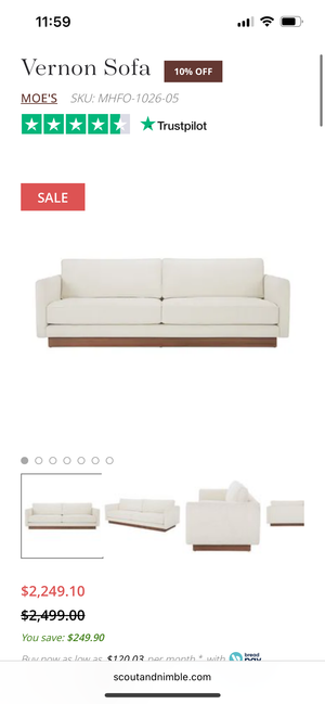 *Brand-New* Moe’s Home Vernon White Sofa